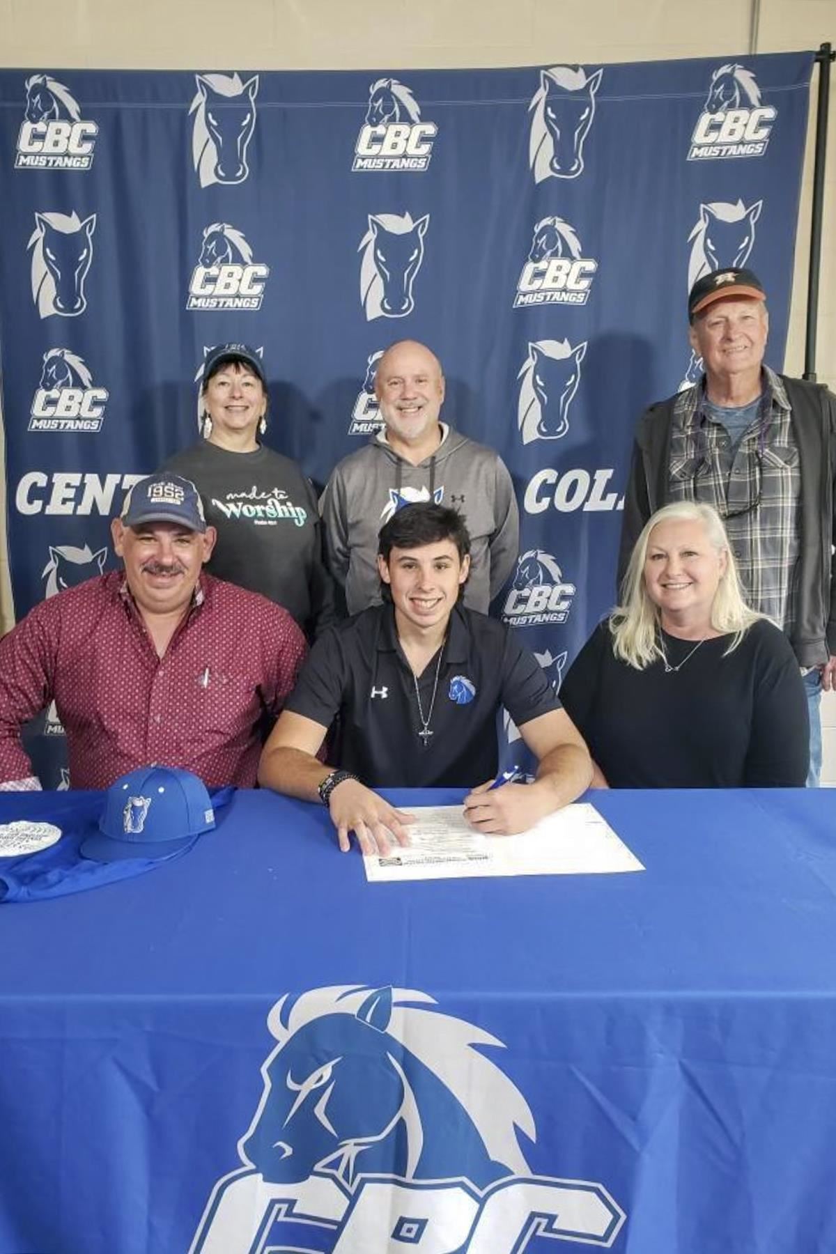 Cy-Fair senior Dylan Parton, seated center, signed a letter of intent to play baseball at Central Baptist College.